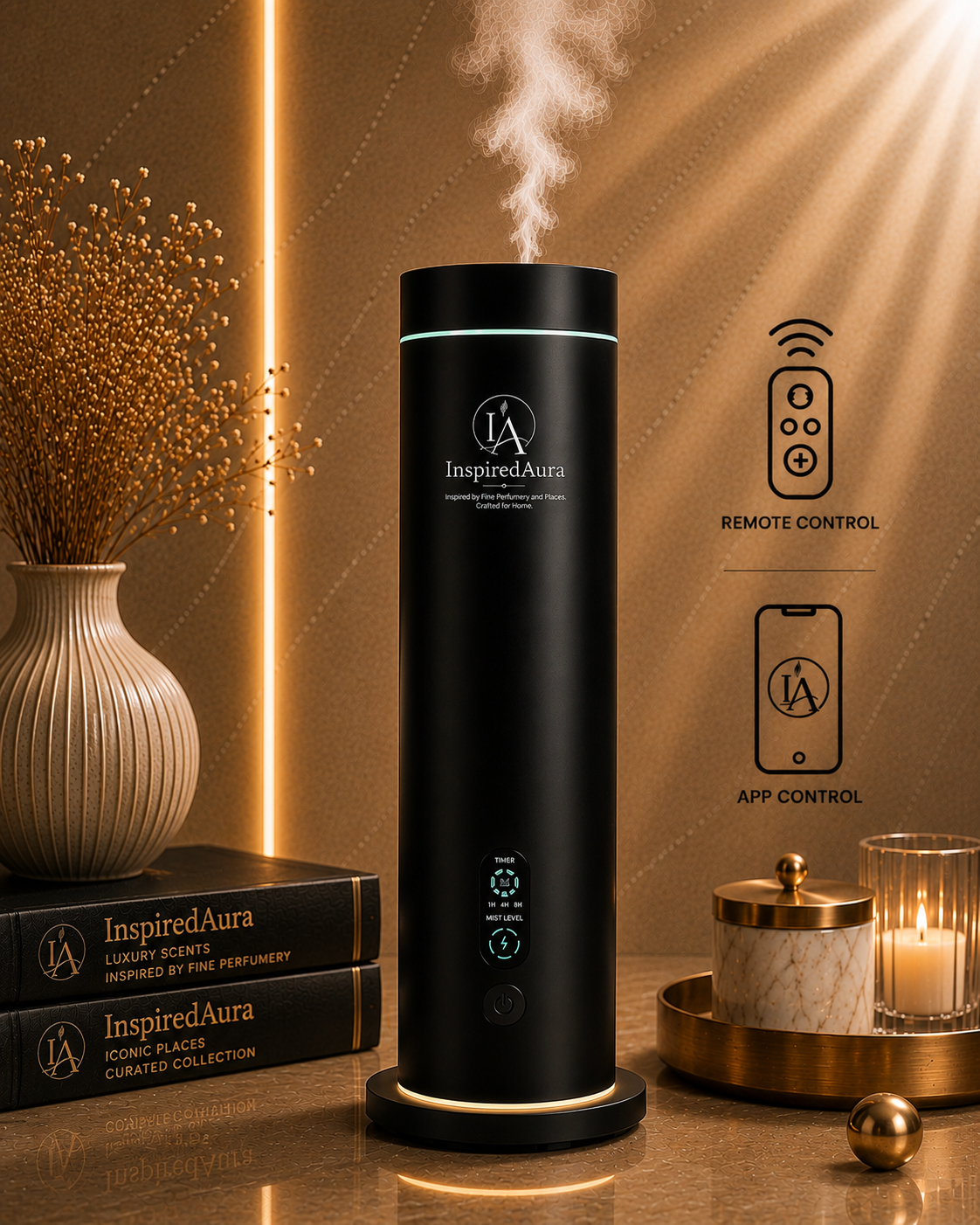 InspiredAura Phone App & Remote Control Tower Diffuser for Home